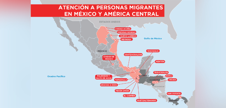 Nuestros puntos de atención en la ruta migratoria desde América Central hacia Estados Unidos.MSF.