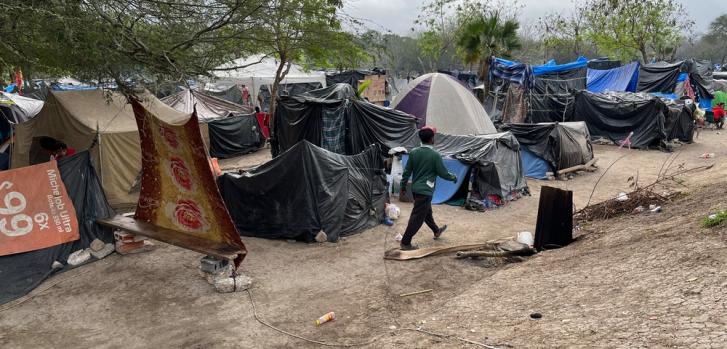 Imagen de archivo del 20 de enero de 2023: en Matamoros, ciudad de la frontera norte de México, unos 2.500 migrantes viven en un nuevo campamento improvisado en condiciones deplorables, con la esperanza de buscar seguridad en Estados Unidos.MSF.
