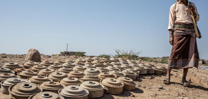 Minas terrestres que ya fueron desactivadas en Mauza, a 45 minutos de Moca, Yemen.Agnes Varraine-Leca/MSF
