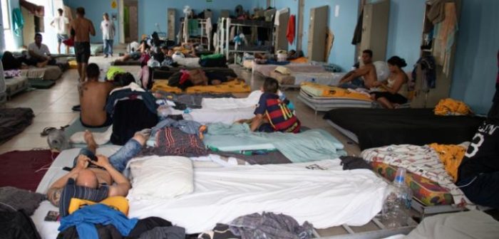 Hace un año, el único albergue que brindaba asistencia a la población migrante estaba casi vacío. Hoy, este lugar que puede acomodar a 180 personas, alberga a más de 400.MSF/Arlette Blanco