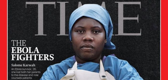 Salomé salió en la tapa de la revista Time en 2014, cuando fueron elegidos como "Persona del Año" los trabajadores que frenaron la epidemia del Ébola.